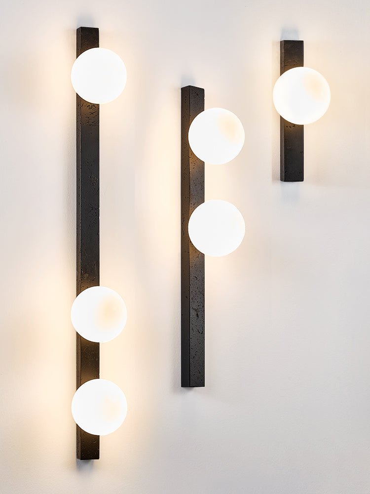 Glaukos - Black Travertine and Opal Globe Sconce