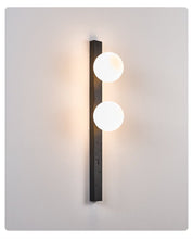 Glaukos - Black Travertine and Opal Globe Sconce