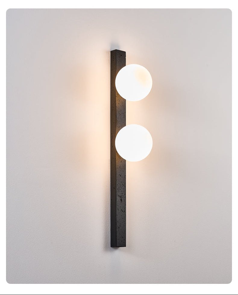 Glaukos - Black Travertine and Opal Globe Sconce