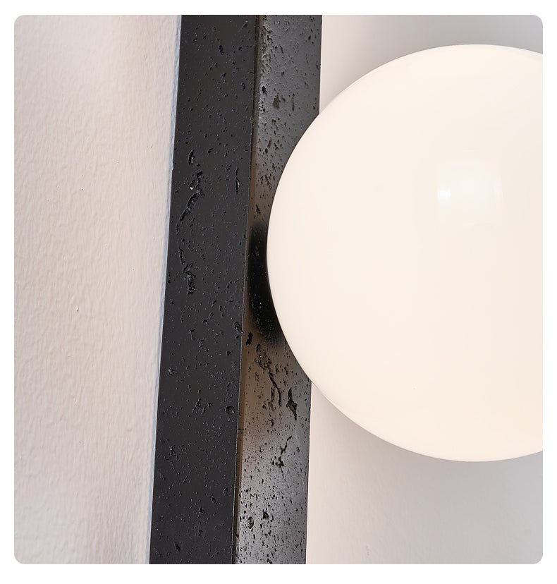 Glaukos - Black Travertine and Opal Globe Sconce