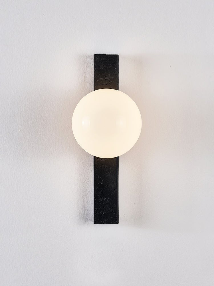 Glaukos - Black Travertine and Opal Globe Sconce