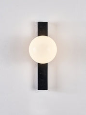 Glaukos - Black Travertine and Opal Globe Sconce