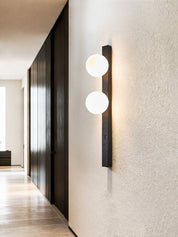 Glaukos - Black Travertine and Opal Globe Sconce