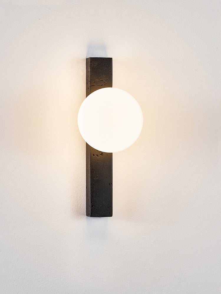 Glaukos - Black Travertine and Opal Globe Sconce