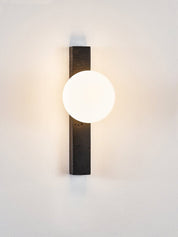 Glaukos - Black Travertine and Opal Globe Sconce