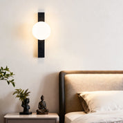 Glaukos - Black Travertine and Opal Globe Sconce