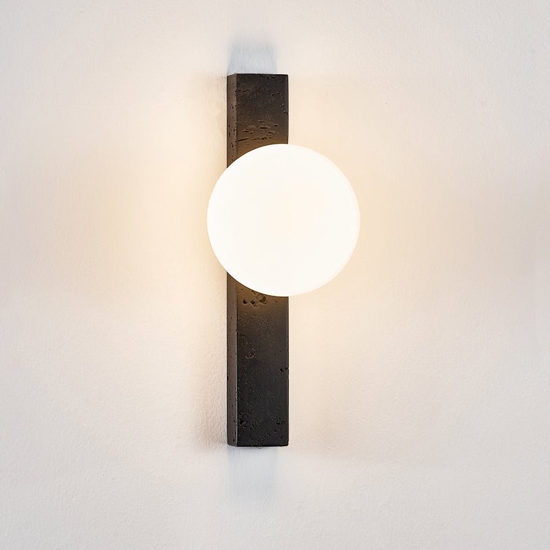 Glaukos - Black Travertine and Opal Globe Sconce