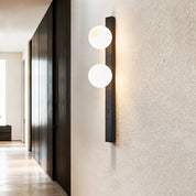 Glaukos - Black Travertine and Opal Globe Sconce