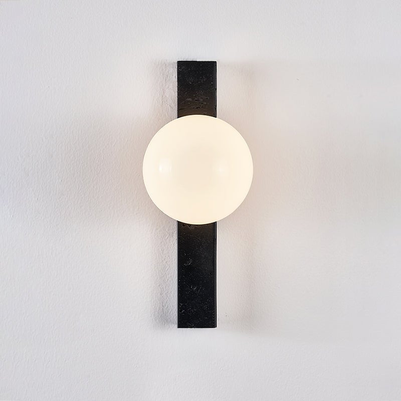 Glaukos - Black Travertine and Opal Globe Sconce