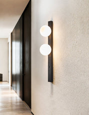 Glaukos - Black Travertine and Opal Globe Sconce