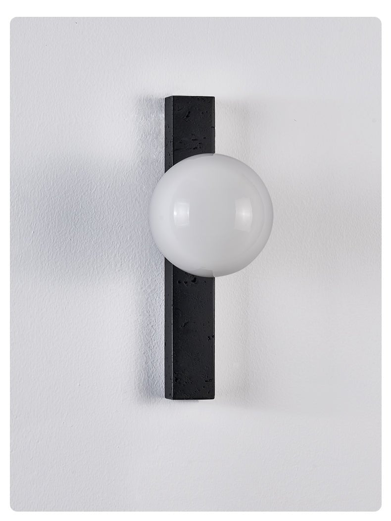 Glaukos - Black Travertine and Opal Globe Sconce