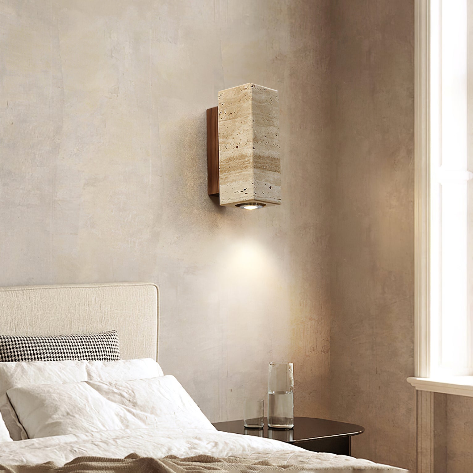 Euterpe - Travertine Cylinder Wall Sconce