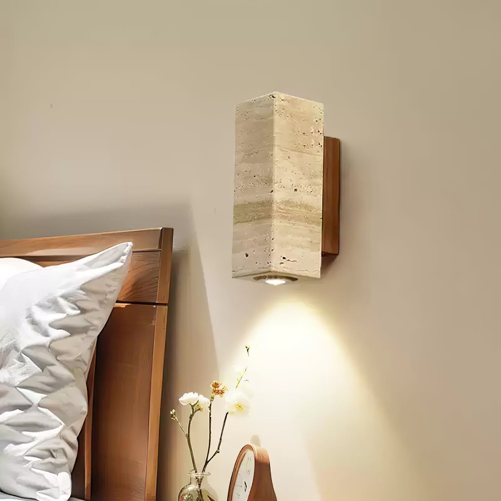 Euterpe - Travertine Cylinder Wall Sconce
