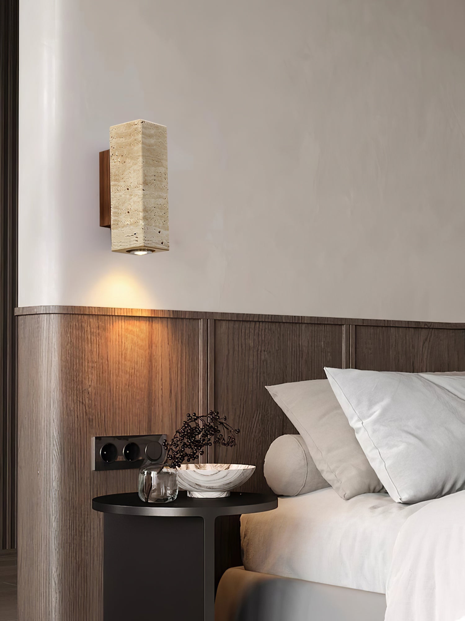 Euterpe - Travertine Cylinder Wall Sconce