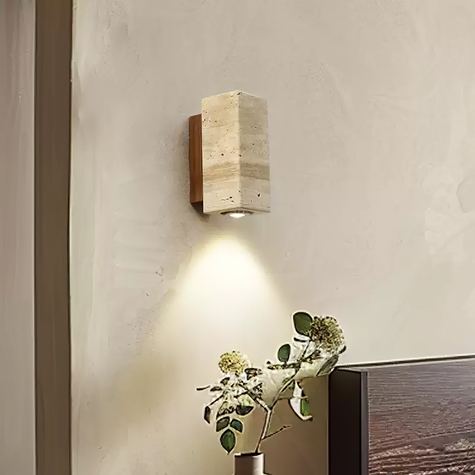 Euterpe - Travertine Cylinder Wall Sconce