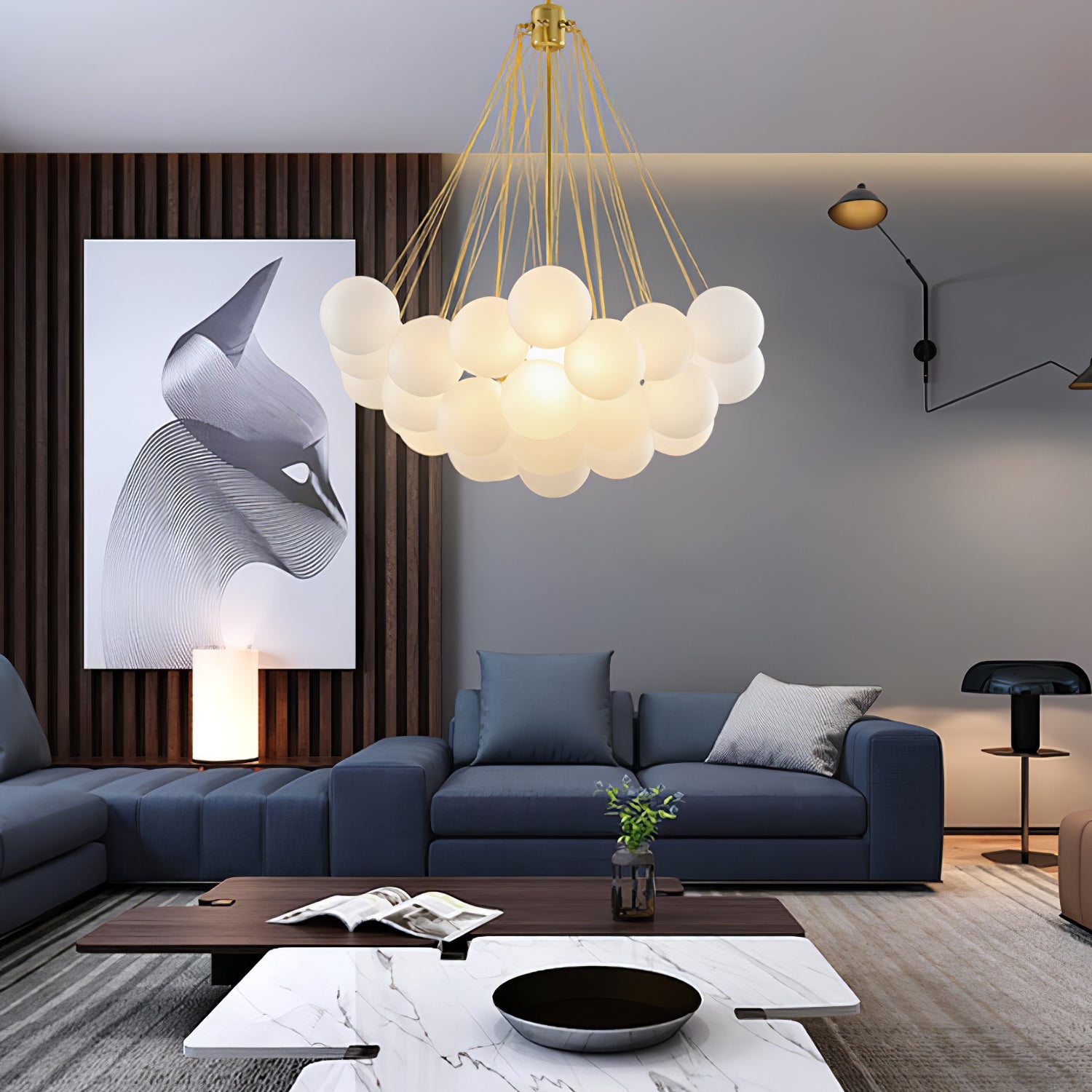 Pontos - Hand-Frosted Glass Bubble Chandelier