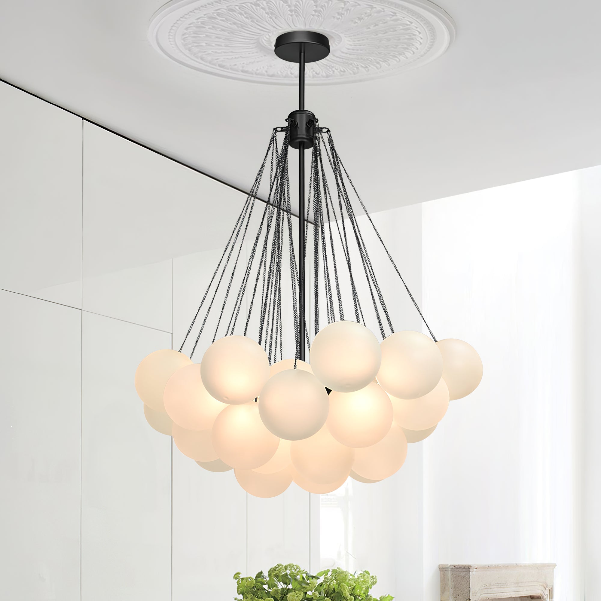 Pontos - Hand-Frosted Glass Bubble Chandelier