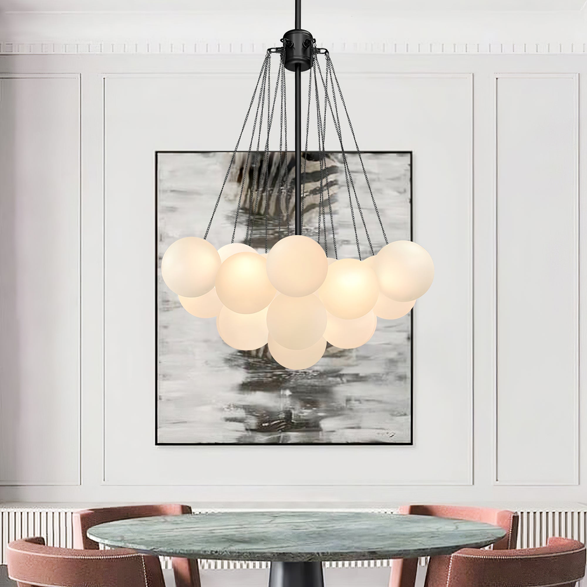 Pontos - Hand-Frosted Glass Bubble Chandelier
