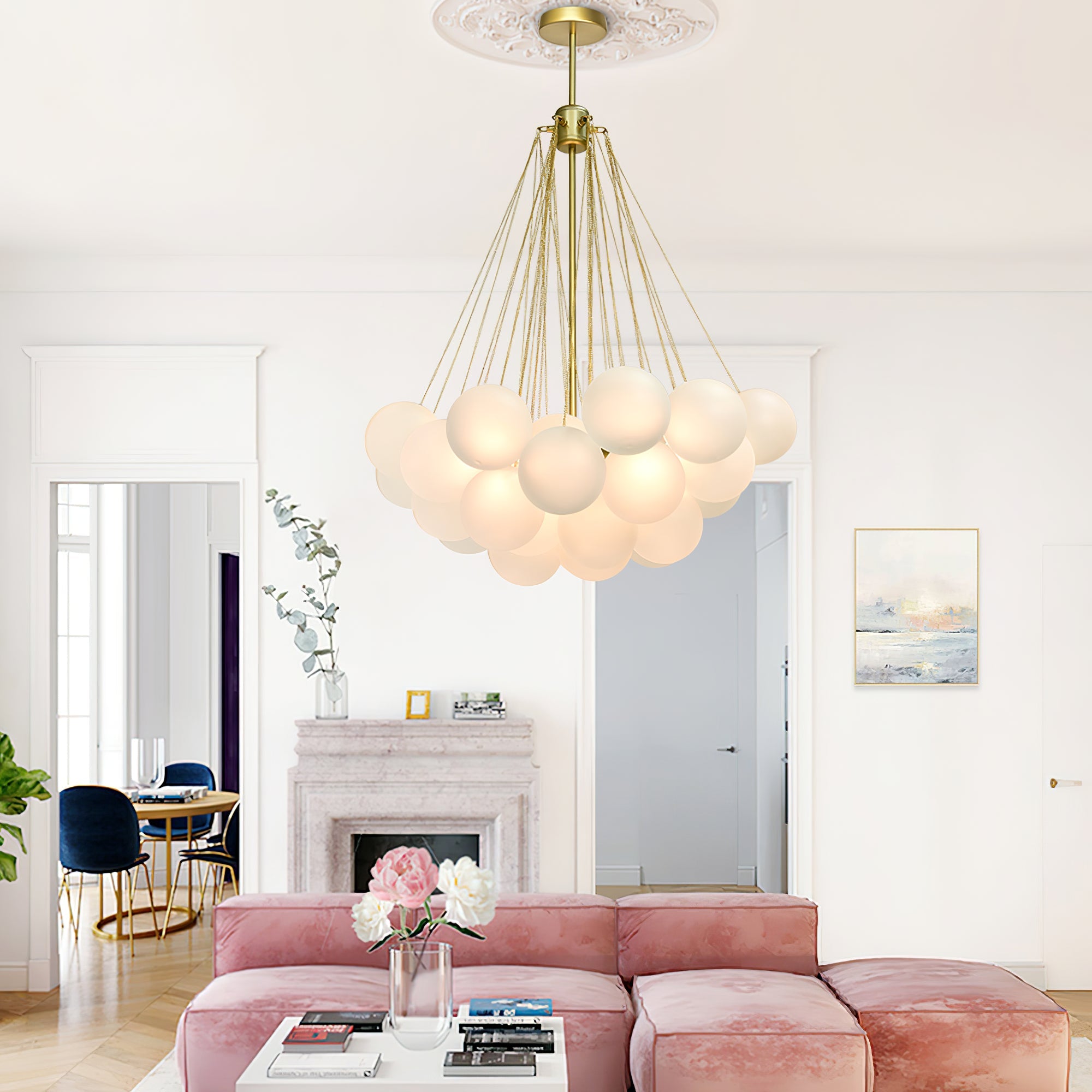 Pontos - Hand-Frosted Glass Bubble Chandelier