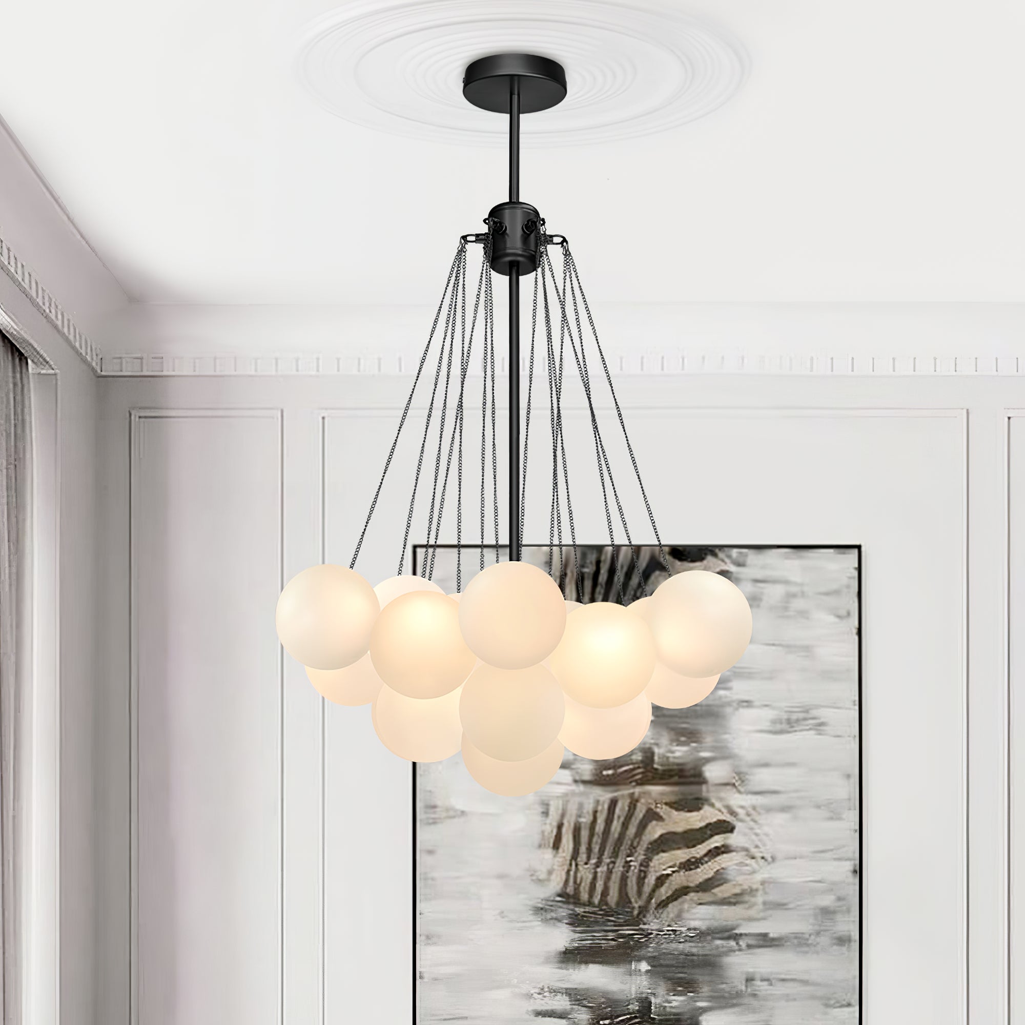 Pontos - Hand-Frosted Glass Bubble Chandelier