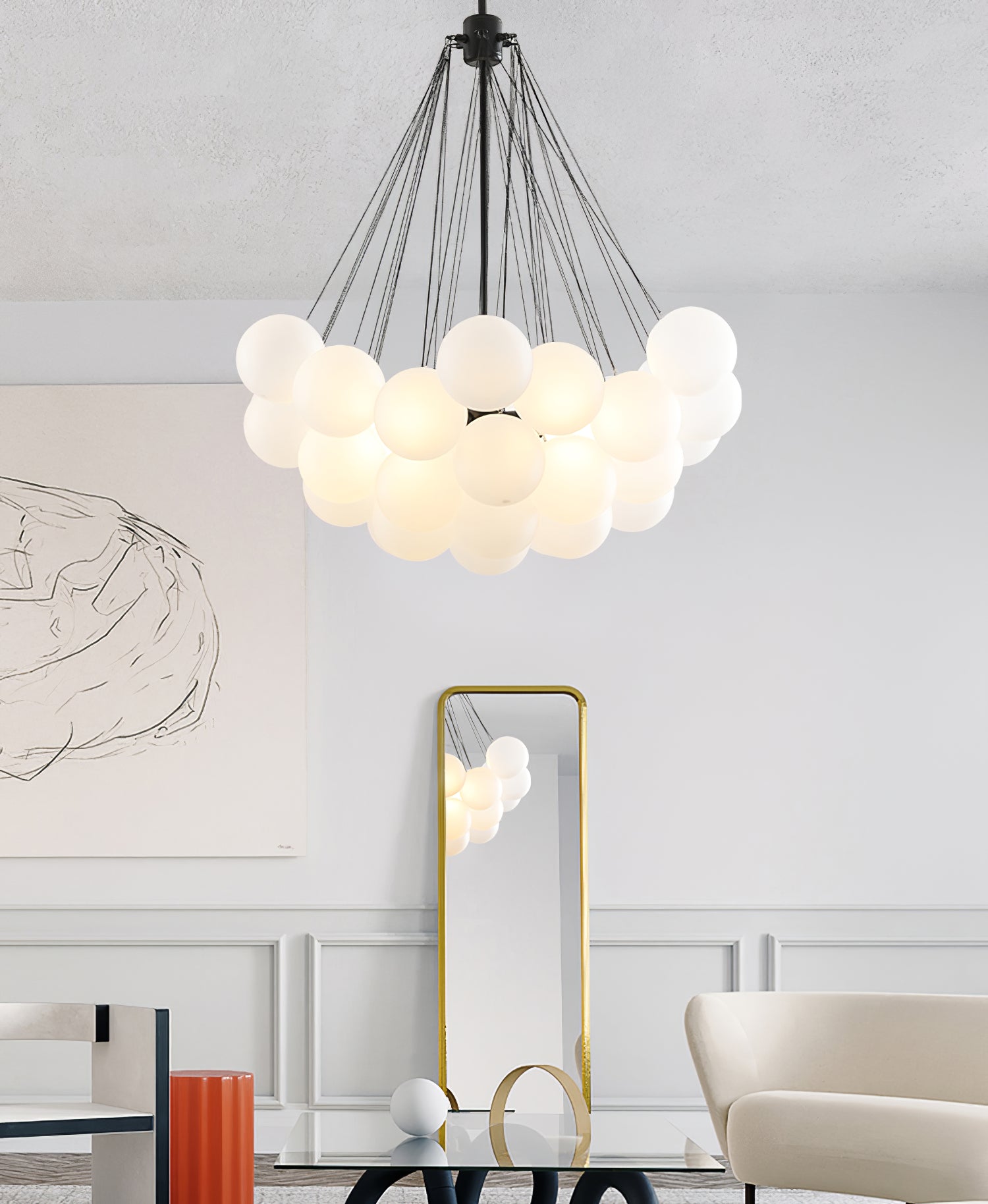 Pontos - Hand-Frosted Glass Bubble Chandelier