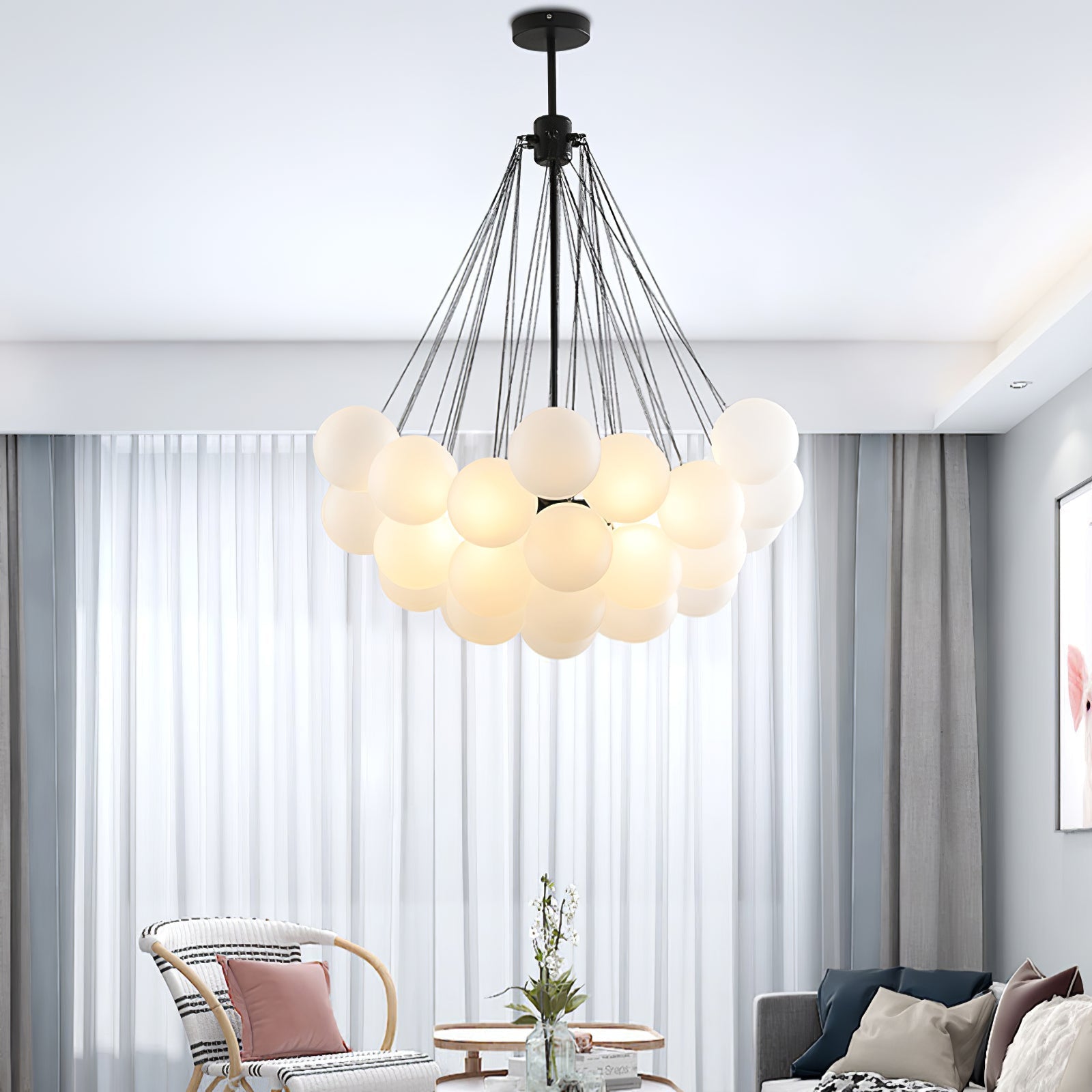 Pontos - Hand-Frosted Glass Bubble Chandelier