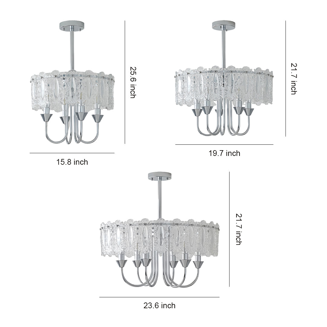 Helike - Chrome and Glass Drum Chandelier