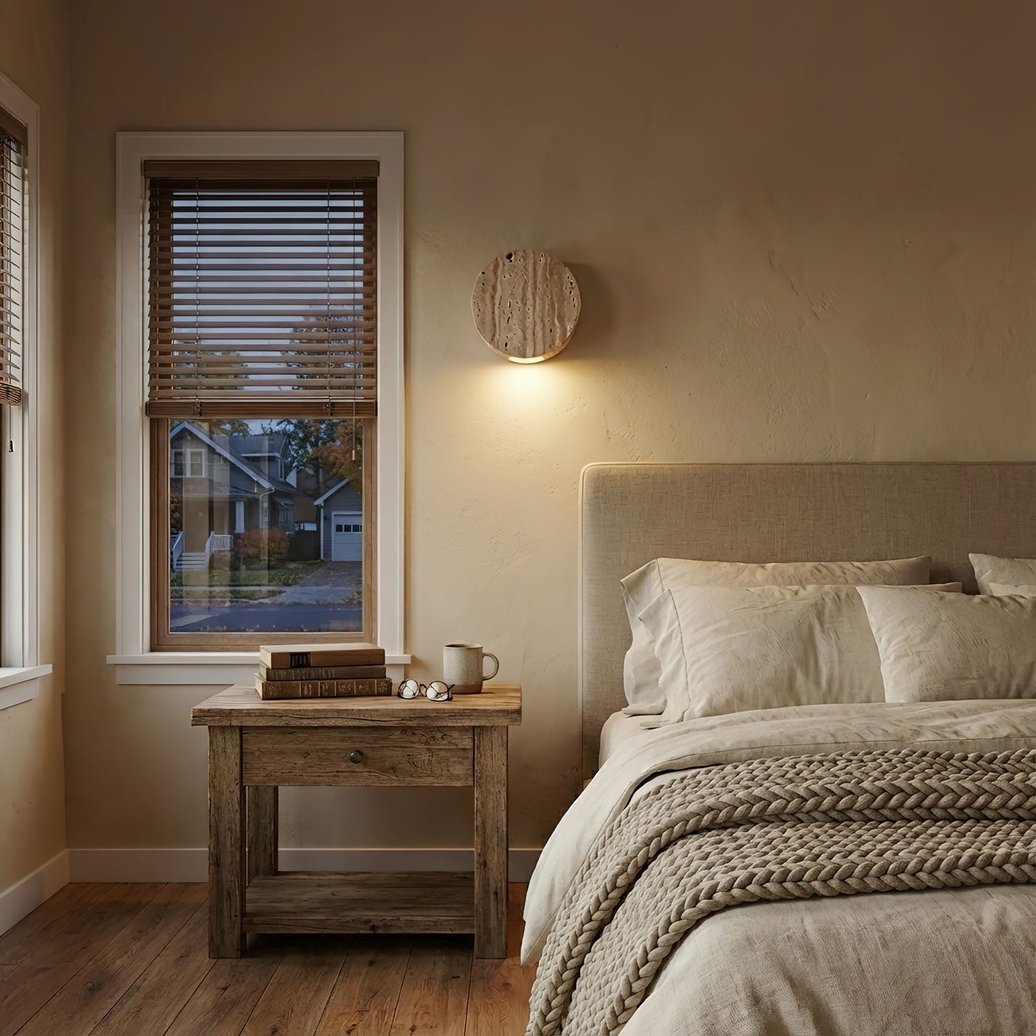 Nyssa - Travertine Downlight Sconce
