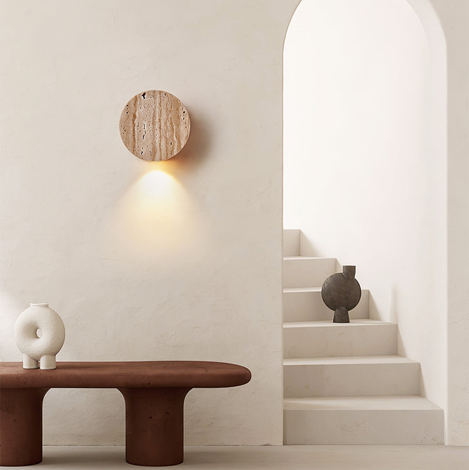 Nyssa - Travertine Downlight Sconce