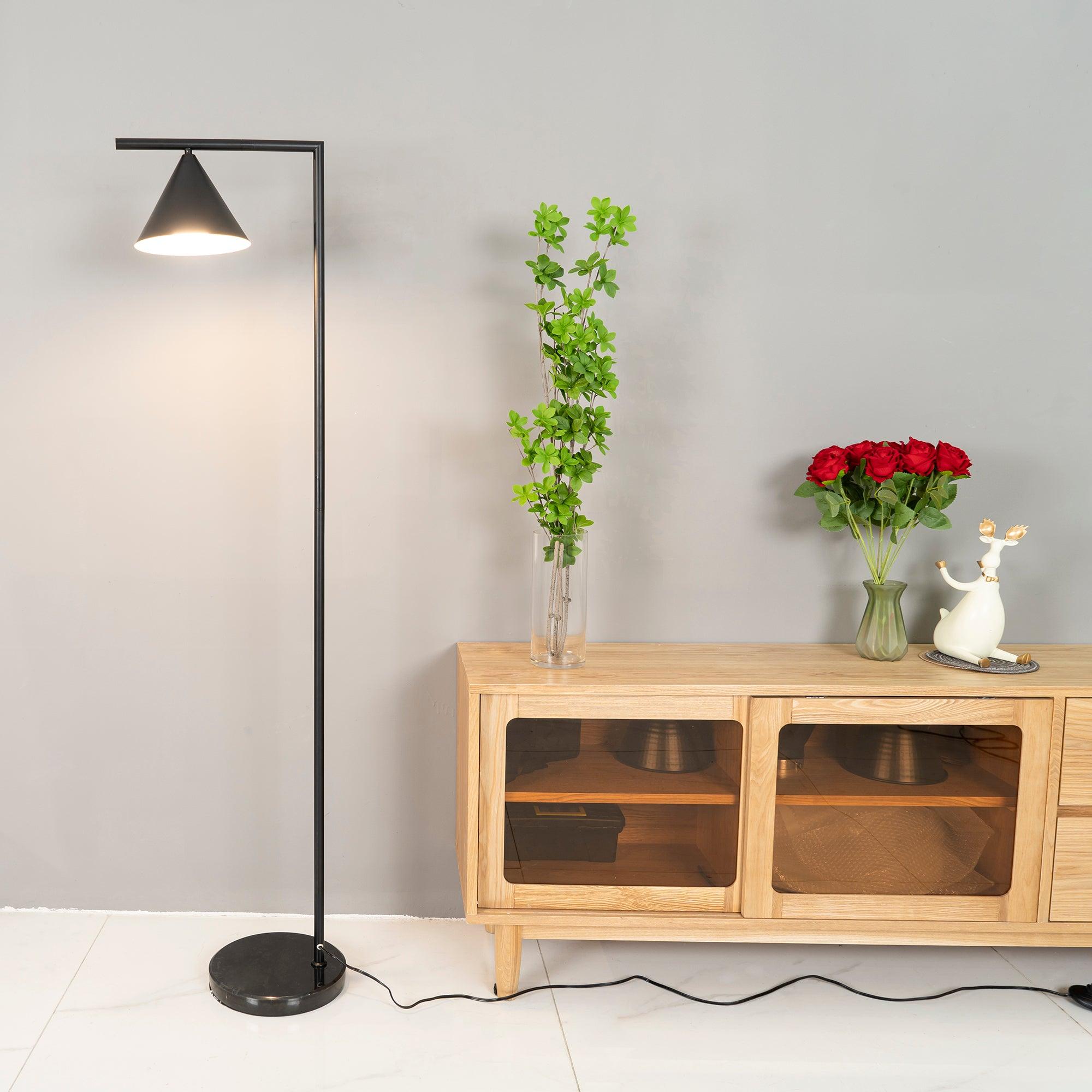 Pyrene - Carrara Marble Rotating Cone Floor Lamp