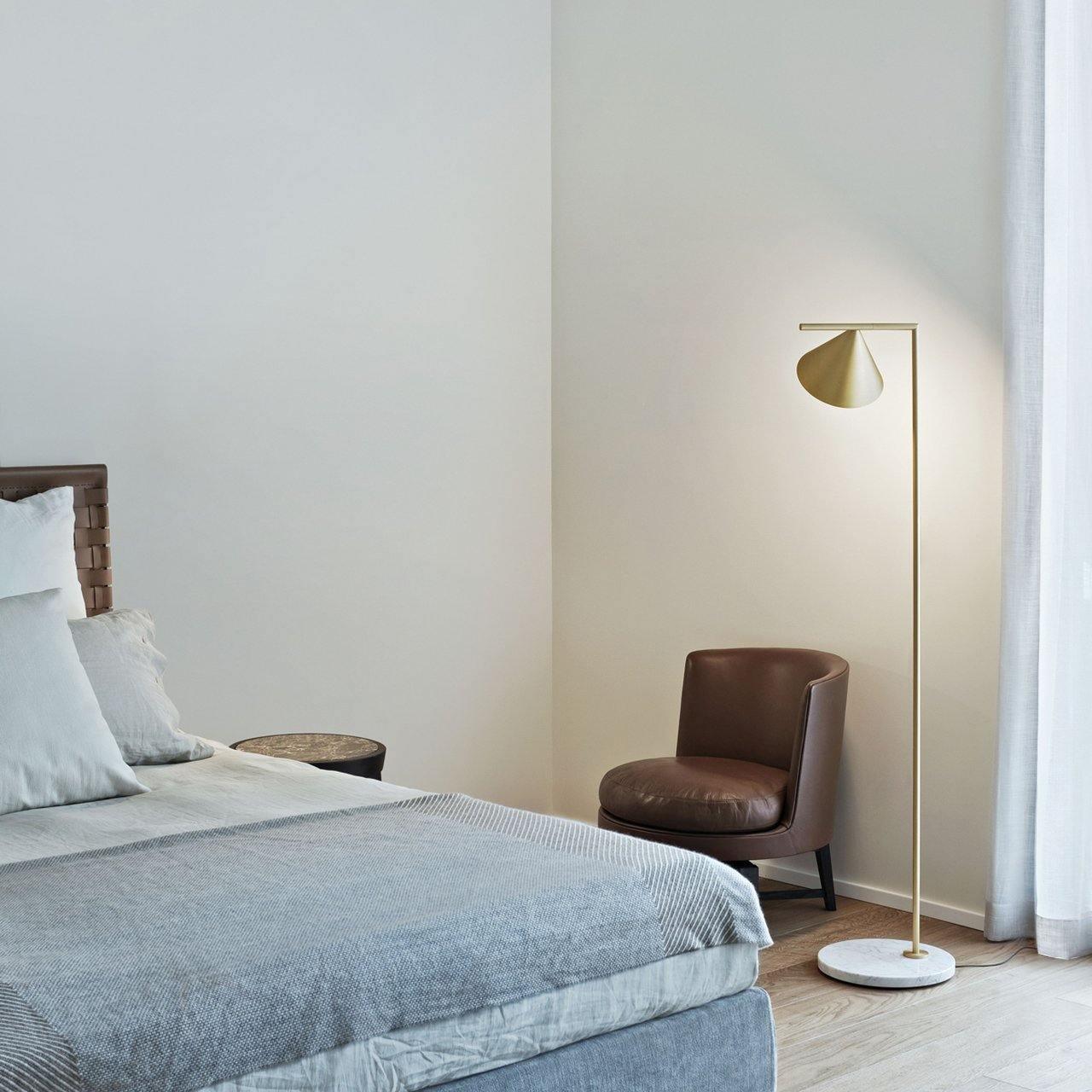 Pyrene - Carrara Marble Rotating Cone Floor Lamp
