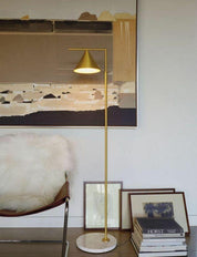 Pyrene - Carrara Marble Rotating Cone Floor Lamp