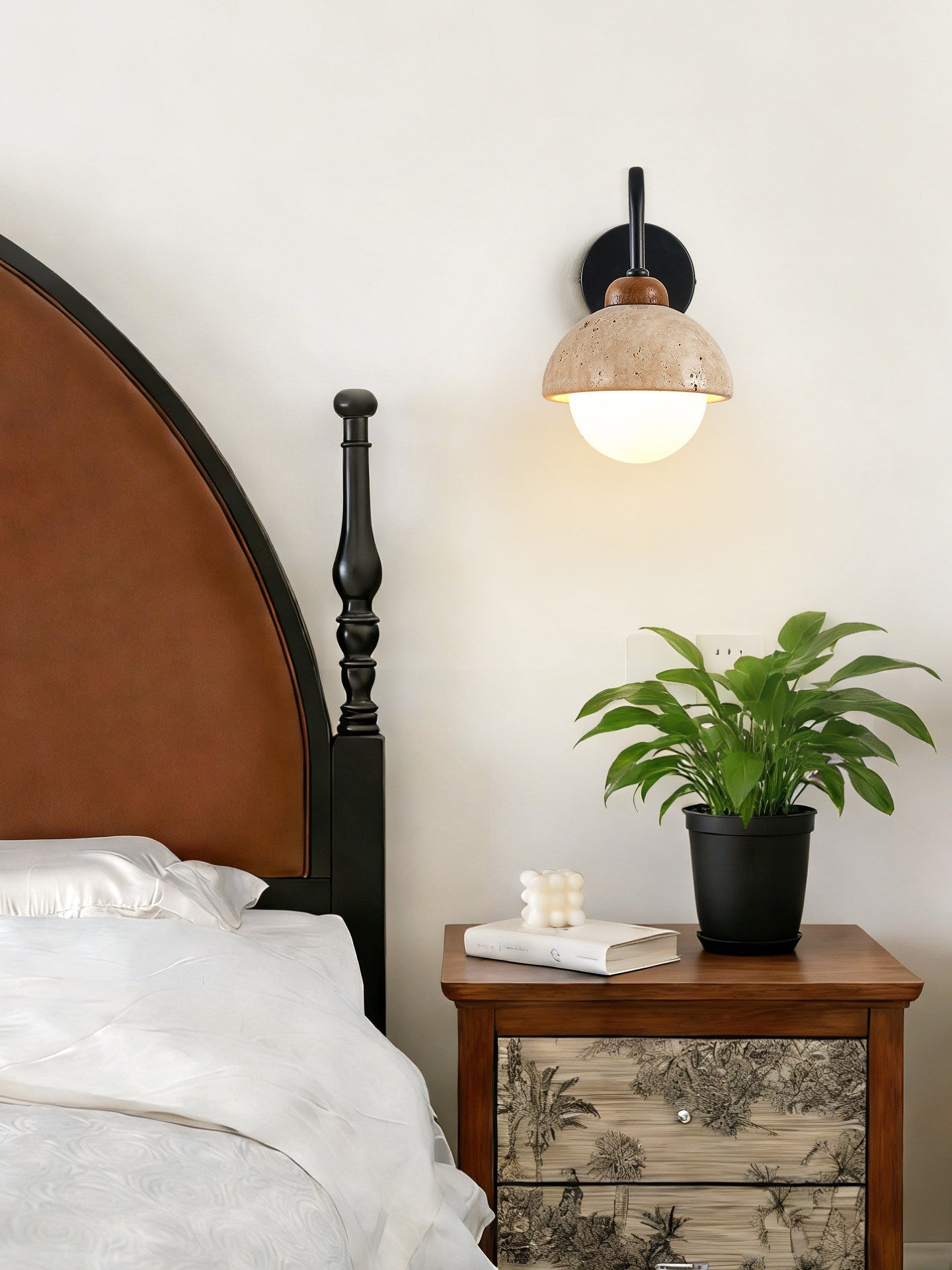 Aigina - Curved Travertine Wall Light