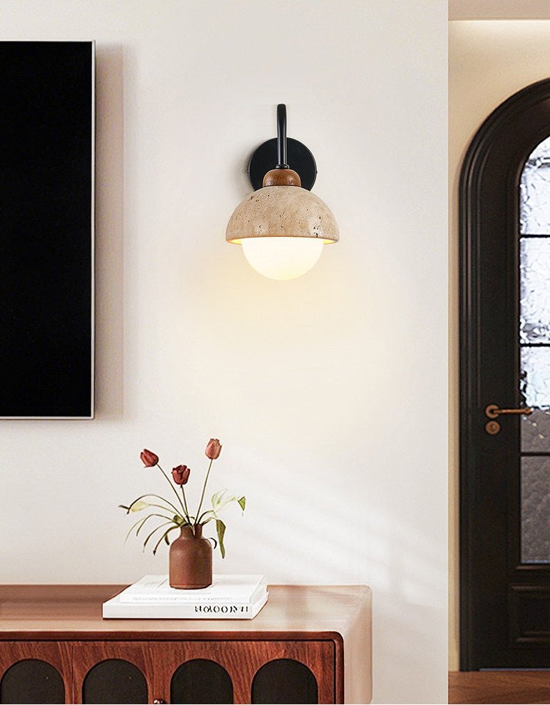 Aigina - Curved Travertine Wall Light