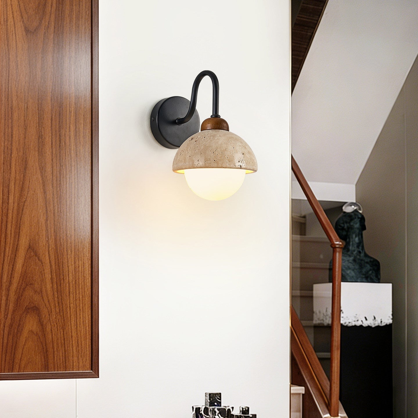 Aigina - Curved Travertine Wall Light