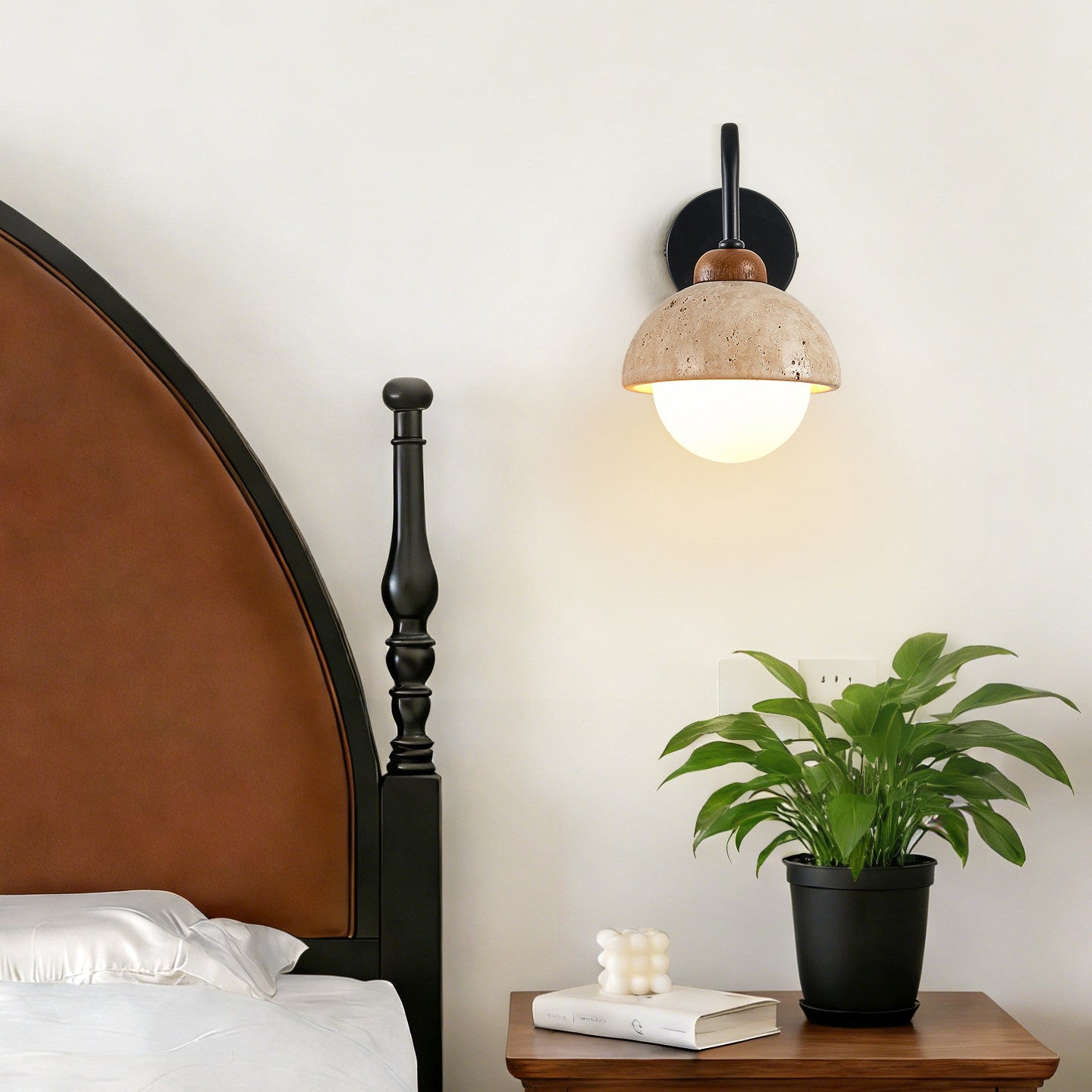 Aigina - Curved Travertine Wall Light