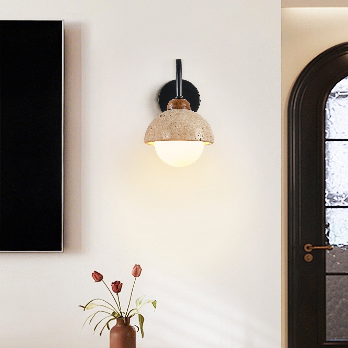 Aigina - Curved Travertine Wall Light