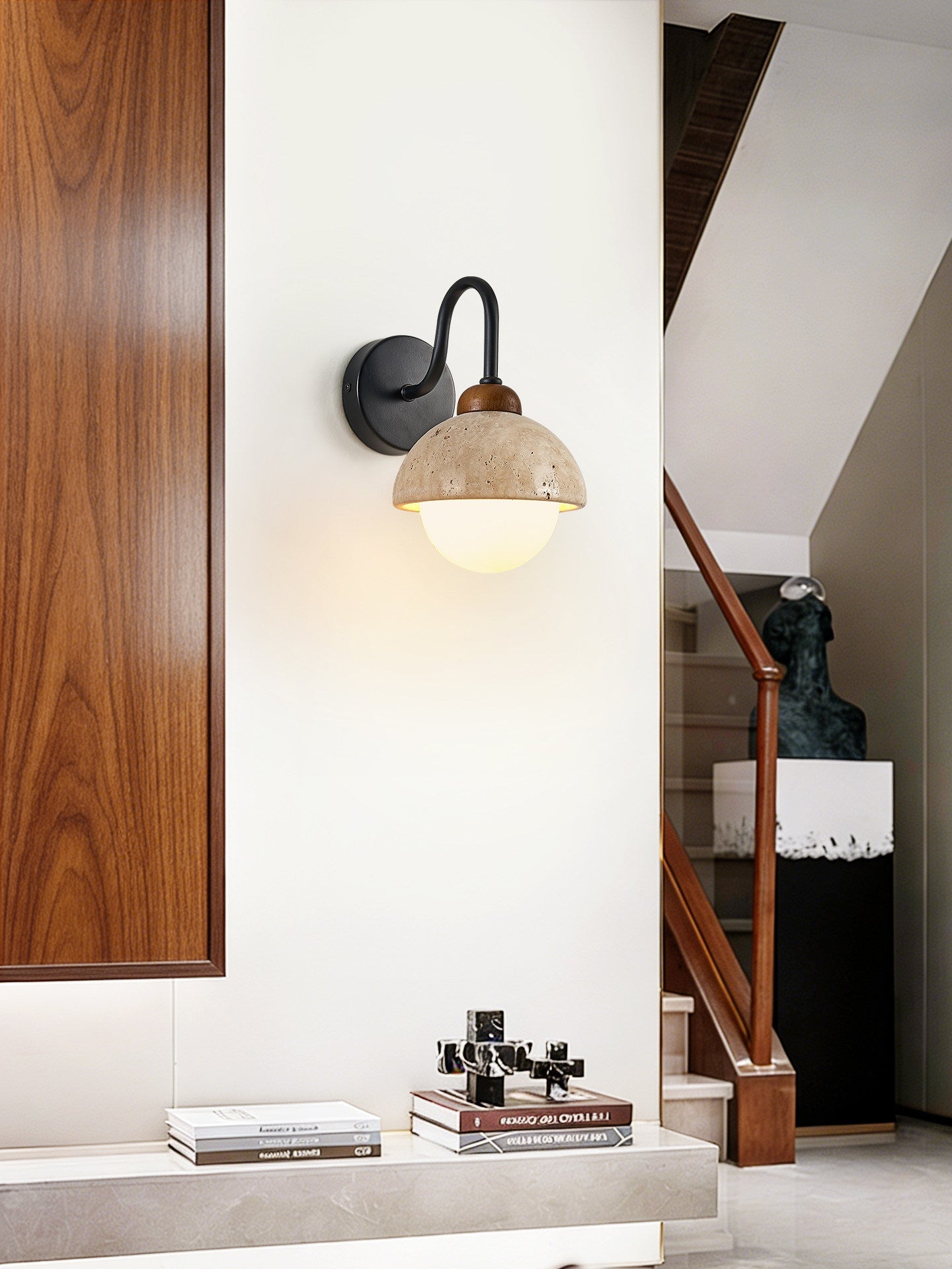 Aigina - Curved Travertine Wall Light