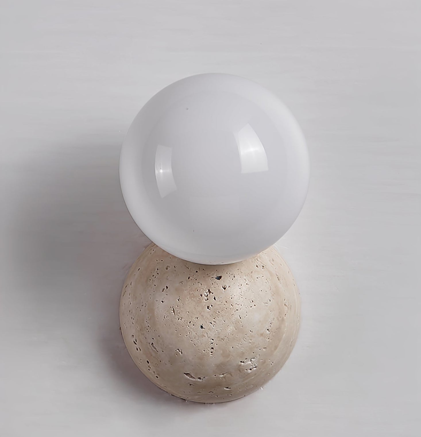 Kepheus - Travertine and Glass Globe Sconce