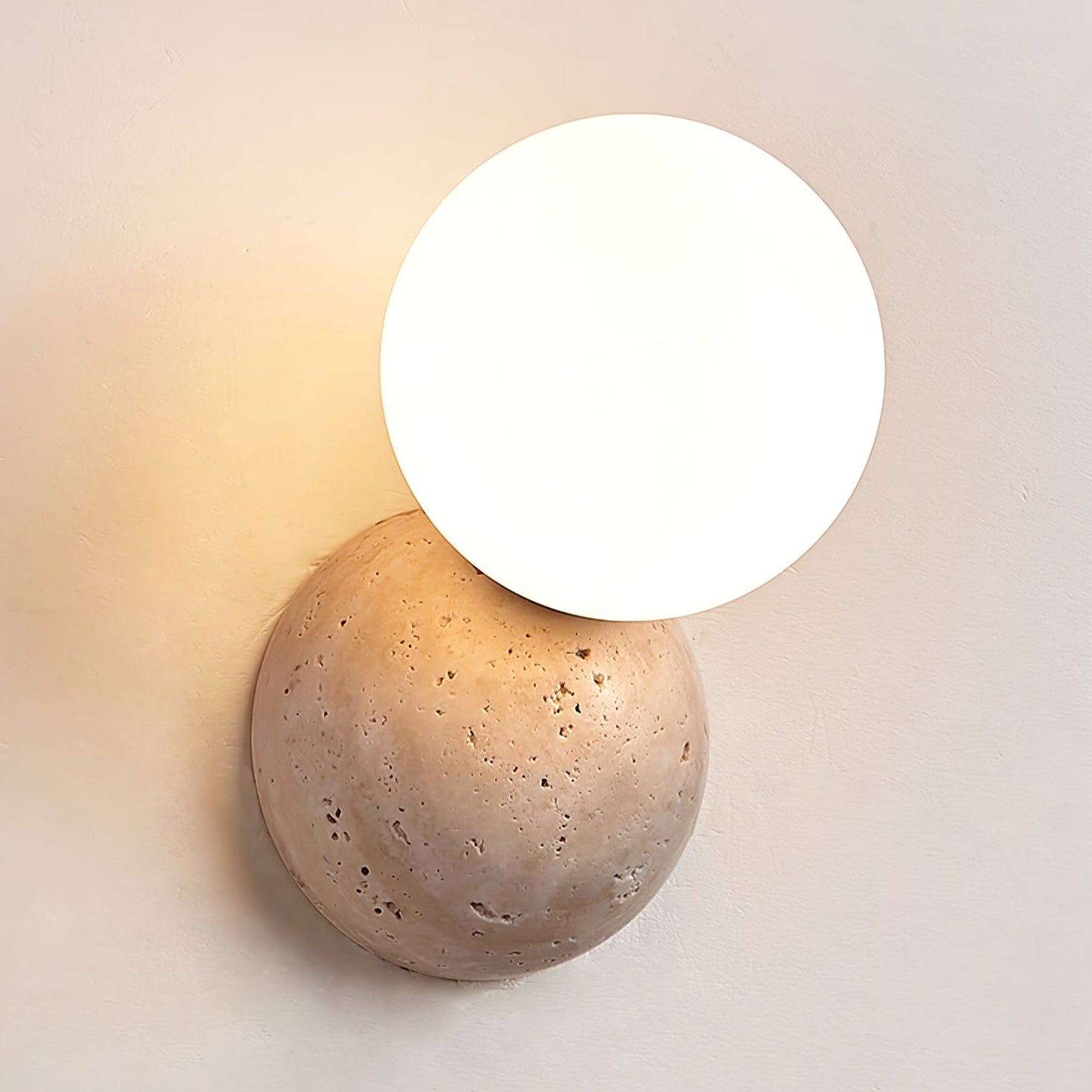 Kepheus - Travertine and Glass Globe Sconce