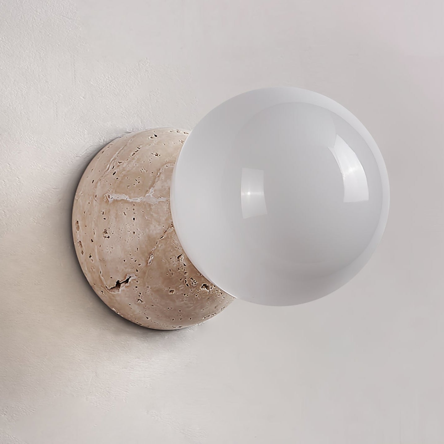Kepheus - Travertine and Glass Globe Sconce