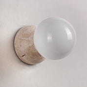 Kepheus - Travertine and Glass Globe Sconce