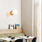 Kepheus - Travertine and Glass Globe Sconce