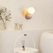 Kepheus - Travertine and Glass Globe Sconce