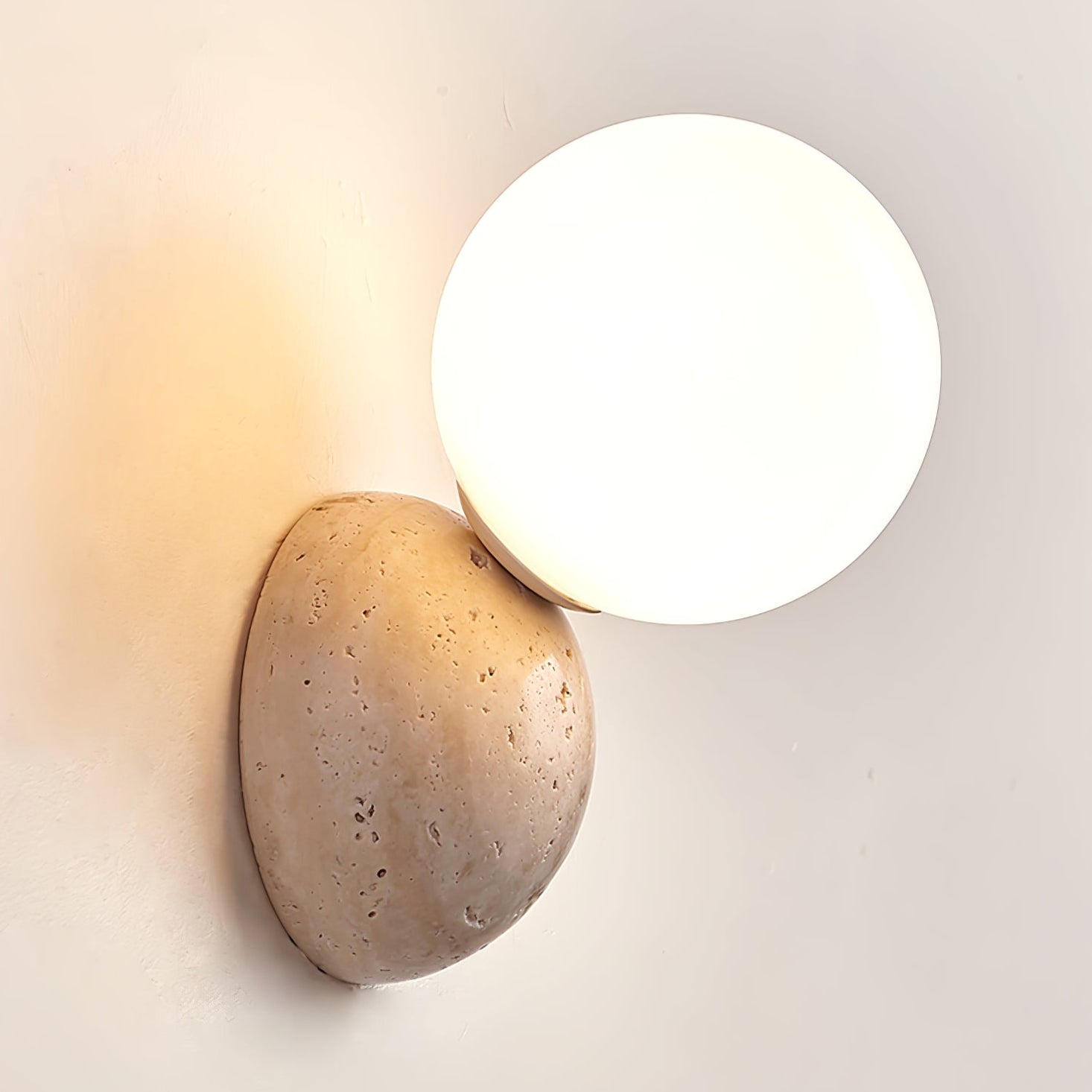 Kepheus - Travertine and Glass Globe Sconce