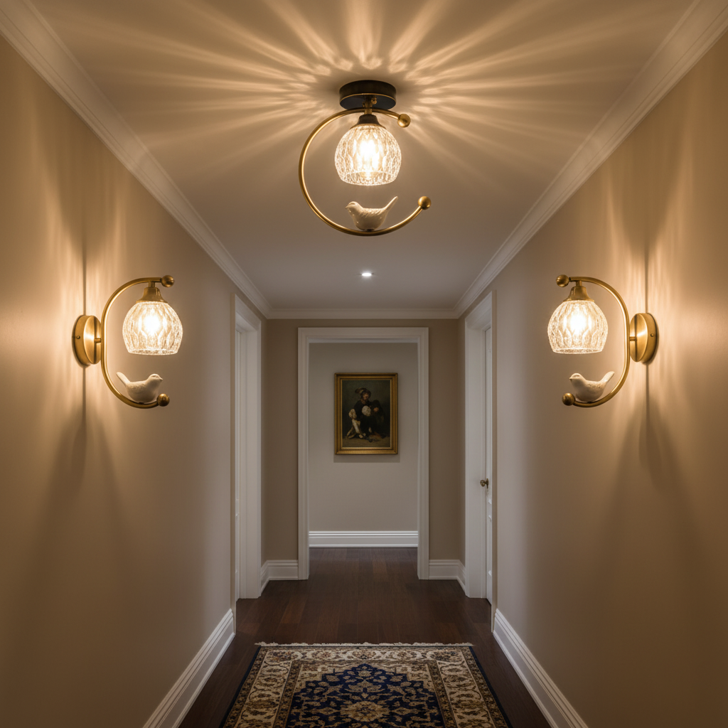 Dwight Brass Ceramic Bird Ceiling Light – detail 3
