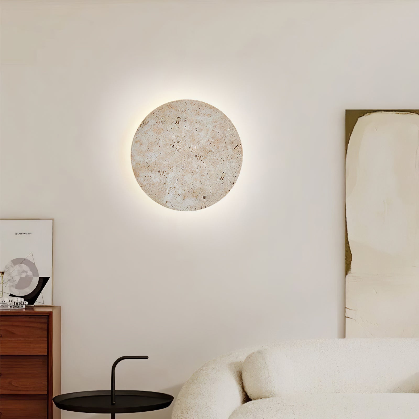 Tyche - Travertine Circle Wall Lamp