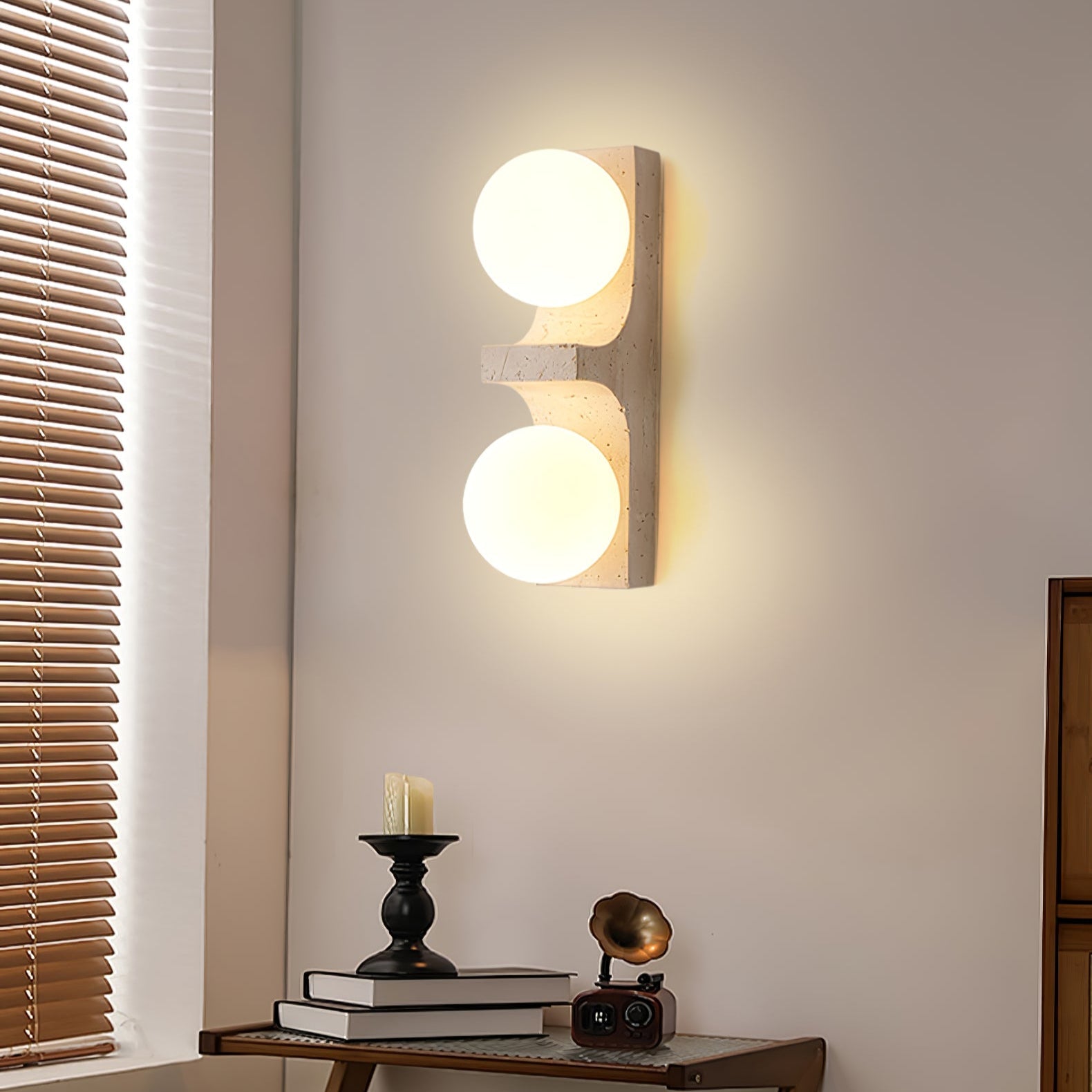 Tethys - Travertine Ring Wall Sconce