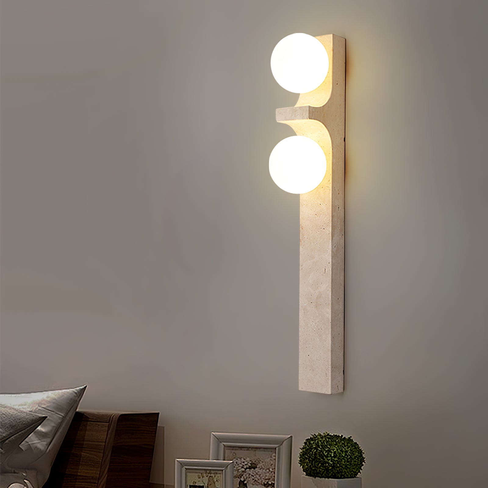 Tethys - Travertine Ring Wall Sconce