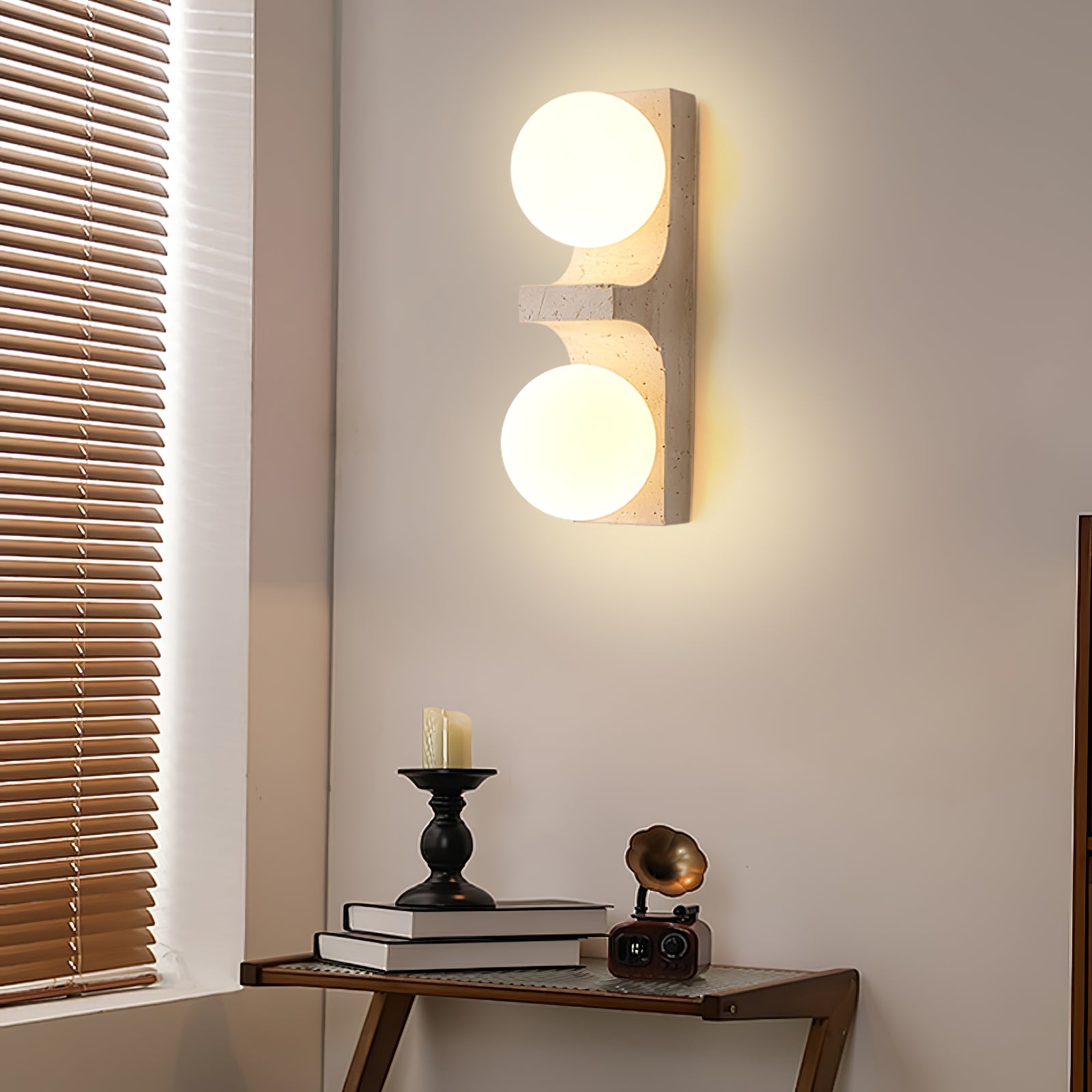 Tethys - Travertine Ring Wall Sconce